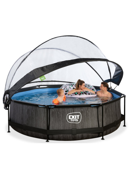 Басейн EXIT з куполом круглий, "чорне дерево" 300*76 см